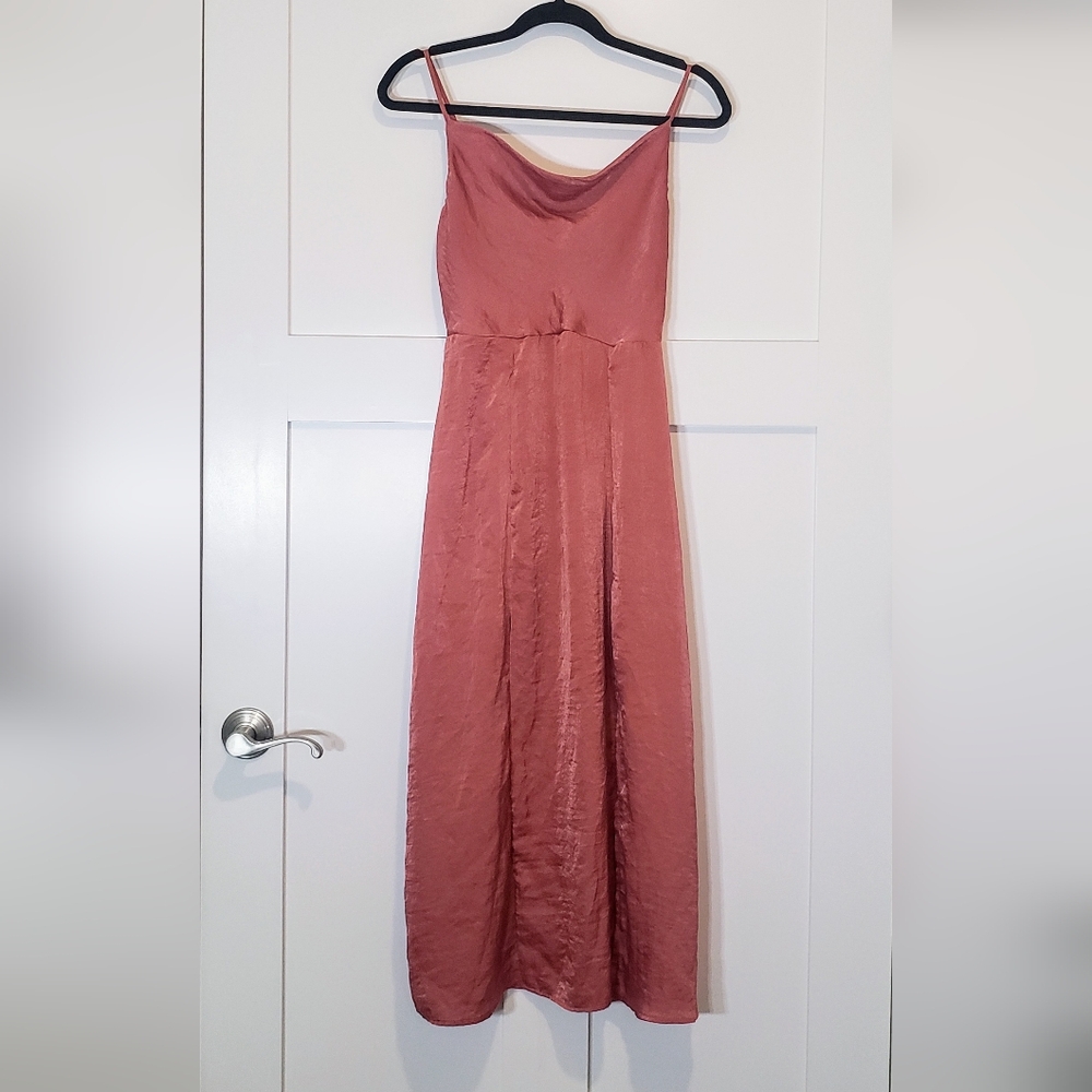 American Eagle Maxi Slip Dress Rust Color Adjust Straps Elastic Upper Back Small